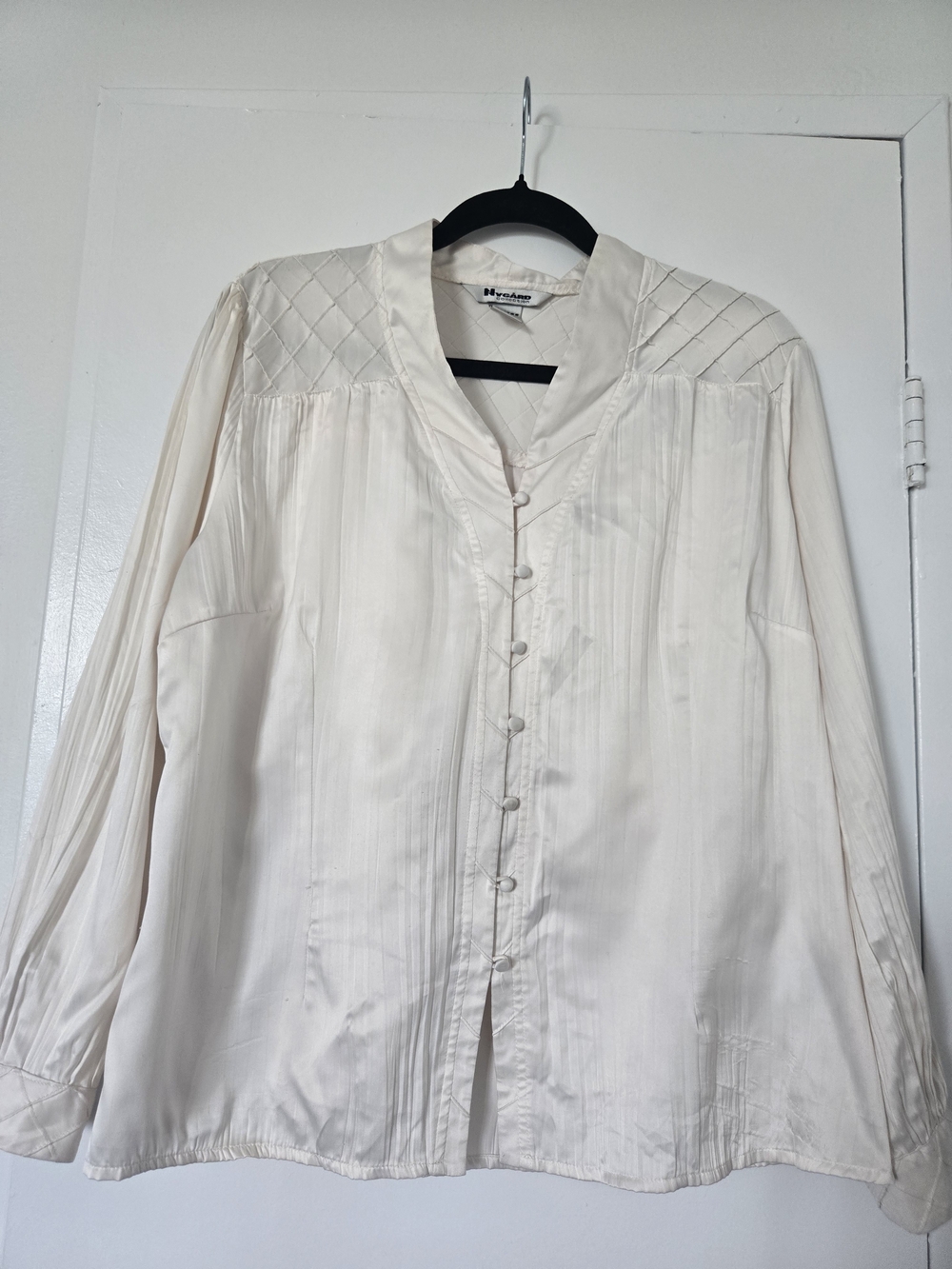 Vintage-Inspired Cream Button-Front Blouse